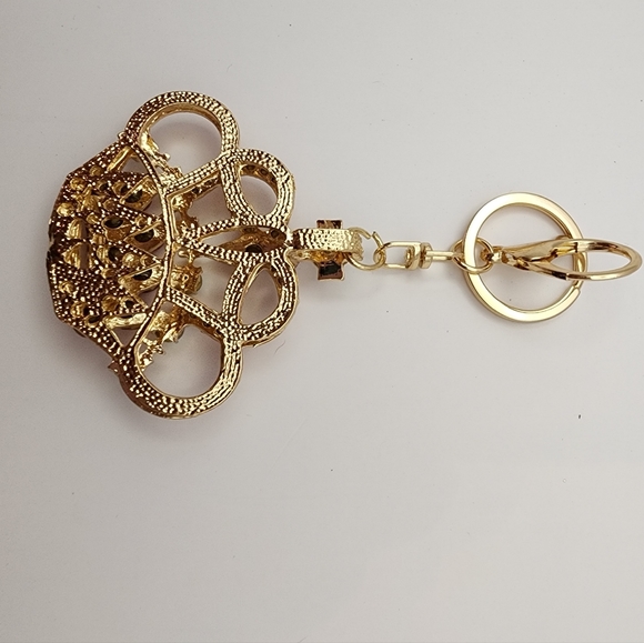 Pink Rhinestone Crown Keychain Purse Charm - Picture 4 of 7